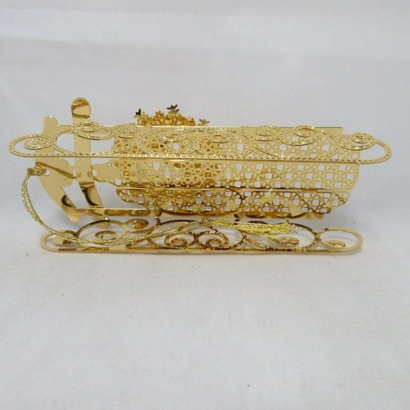 2007 Christmas Sled Danbury Mint Christmas Ornament Gold Plated Collection - Picture 6 of 6